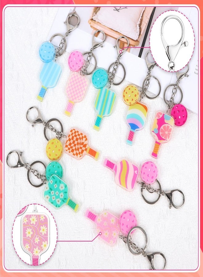 Shejdgart Pickleball Keychain Gifts for Women, 24PCS Dinkball Party Favors Decorations for Players, Aesthetic Pickleball Acrylic Keychain Bulk Gift for Sport Lover - Image 4